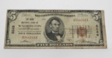 $5 National 1929, Riggs Natl Bank Washington DC, CH 5046, SN B044046A, Fine, printed with narrow top