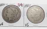 2 Morgan $: 1882-O VG, 1883 VG