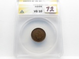 Indian Cent 1909S ANACS VG10, Semi-Key Date