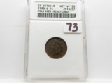 Indian Cent 1908S ANACS EF details Net VF20 polished scratched, better date