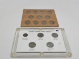 2 Nickel Sets in holders: US Type Nickels (Half Dime, Shield, V, Buffalo, Jefferson); 11 Coin Jeffer