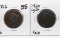 2 Type Large Cents: Classic Head 1816 G, Coronet Head 1820 Lg Dt Fair