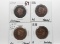 4 Coronet Head Large Cents: 1830 corr, 1831 AG clea, 1835 lg 8 stars AG clea, 1838 G scratches