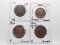 4 Braided Hair Large Cents: 1852 VG, 1853 G gouges clea, 1854 F clea, 1856 G clea