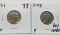 2 Buffalo Nickels: 1919 F, 1919D F rev scratch