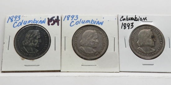 3 Columbian Expo 1893 Commemorative Half $ circ
