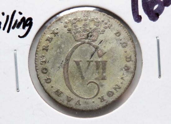 1767 Danish West Indies 12 Skilling silver, hard to find 1 year issue