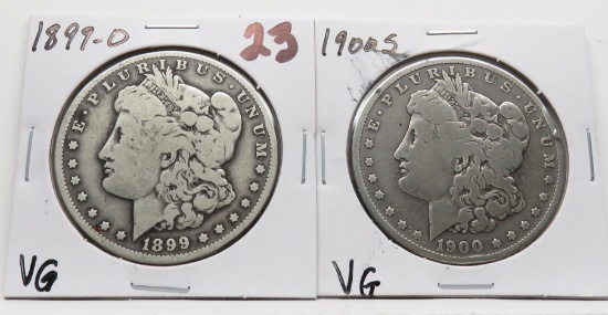 2 Morgan $ VG: 1899-O, 1900S
