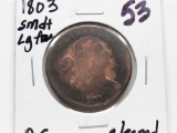 Draped Bust Large Cent 1803 sm dt lg frac AG cleaned