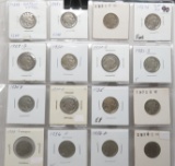 20 Buffalo Nickels, 1928D-1938D no repeat date, avg F-EF