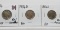 3 Buffalo Nickels: 1936 CH VF rev scratches, 1936D AU, 1936S EF rev toning