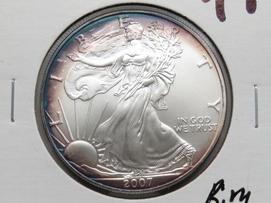 2007 Silver American Eagle CH BU rim toning