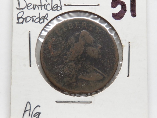 Liberty Cap Large Cent ? 1794, denticle border, corrosion worn