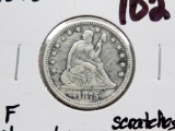 Seated Liberty Quarter 1875CC Fine cleaned, scratches rev gouges