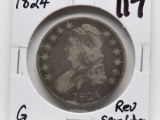 Capped Bust Half $ 1824 G rev scratches