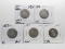 5 Seated Liberty Quarters: 1853 AR/RA Fair, 56 BG, 56-O VG bent, 57 Good, 57-O Fair/AG