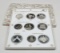 9-1980's Proof Commemorative Coin Set in Capitol Plastic, boxed: 2 Clad Half $, 7 Silver (1 Half $,