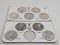 9 Silver American Eagles in holder, Unc-BU small amount toning (1986-1993, 1995)