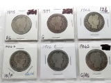 6 Barber Half $: 1898 AG, 99 G, 02 G, 06D VG/F, 06-O G, 06S G/AG