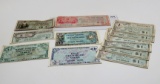 12 Military Pay Notes: $5 Series 471; 8 Series 481 (5 & 10 cent, 6-$1); 3 German Series 1948 (1/2, 1