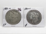 2 Morgan $: 1891-O EF, 1892-O VF