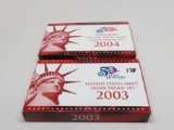 2 Silver Proof Sets: 2003, 2004