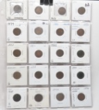 20 Indian Cents, no repeat, avg G: 1863, 64 CN, 65, 74, 79, 80, 81, 82, 83, 84, 85, 86, 87, 88, 89,