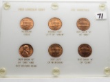 6 Coin 1965 Lincoln Cent Die Variety Set, BU in Capitol Plastic