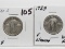 2 Standing Liberty Quarters: 1920S CH F, 1923 F cleaned weak date