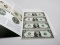 2001 Dallas Uncut Sheet 4-$1 FRN CH CU in BEP Folder, Partial shadowing rev central image visible on