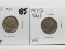 2 Buffalo Nickels Variety 1: 1913 CH EF, 1913D VF