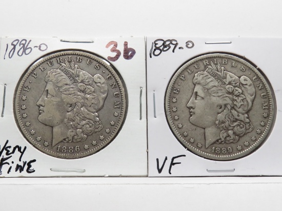 2 Morgan $: 1886-O VF, 1889-O VF
