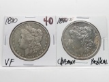 2 Morgan $: 1890 VF, 1890-O chromed problems