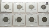8 Liberty V Nickels VG/F: 1883 No Cent, 1902, 1905, 1906, 1908, 1910, 1911, 1912