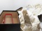 Mixed Used Supplies: 3 Cloth American Natl Bank Bags St Joseph MO; Red 2x2 Box w/lid; Black 6
