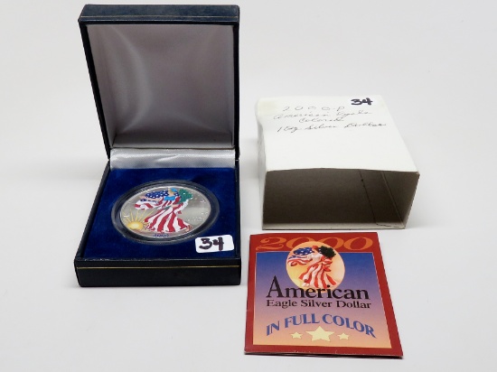 2000P Colorized Silver American Eagle boxed
