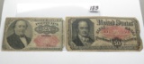 2-5th Issue Fractional Currency:  25 Cent VG-Fine, 50 Cent Fine