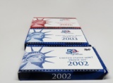 3 US Proof Sets: 2002 no quarters, 2003, 2006 Silver