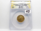 1856S Gold $3 Indian Princess Head Medium S ANACS VF30 details, Mount removed damaged polished