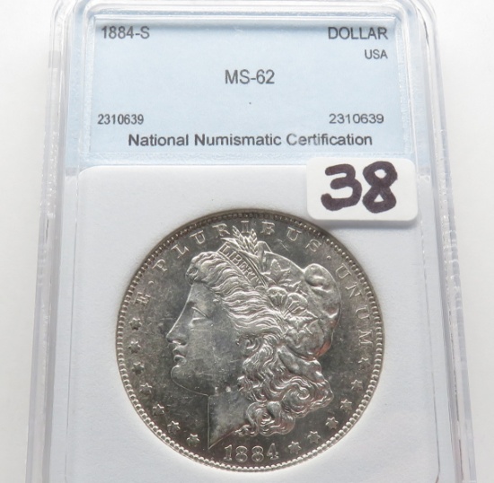Morgan $ 1884S NNC MS62, rare