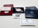 3 Silver Commemorative Mix: 1946 BT Washington Half $ EF scratches; 1982 G Washington Half $ PF; 201