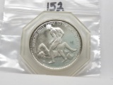 1970 Token commemorating end of WW2 ?Silver in case with light green obv discoloration 