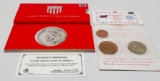 Mix: 3 Confederate States Replica Coins on display card; .999 Silver Plated Replica 1946 Silver Dime