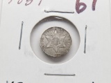 Silver Three Cent 1859 VF scratches
