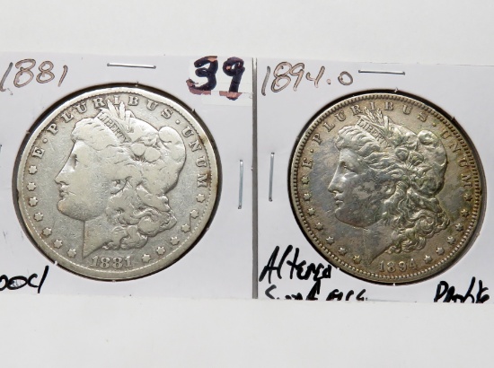 2 Morgan $: 1881 G, 1894-O altered surface problem