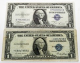 2-$1 Silver Certificates: 1935B AU; 1935E Star F