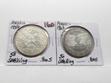 2 Austria .900 Silver 50 Schilling PL: 1959, 1963