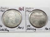 2 Austria .900 Silver 50 Schilling PL: 1965, 1966