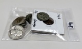 Mix: 2 Indian Cents (1868 AG damage, ?1908); 8 Silver War Nickels; 2 Silver Roosevelt Dimes: 2 Washi