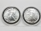 2 Unc Silver American Eagles: 1989, 1990